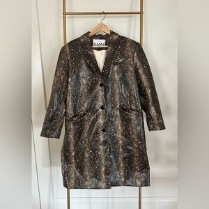 Ganni Snake Print Trench Coat